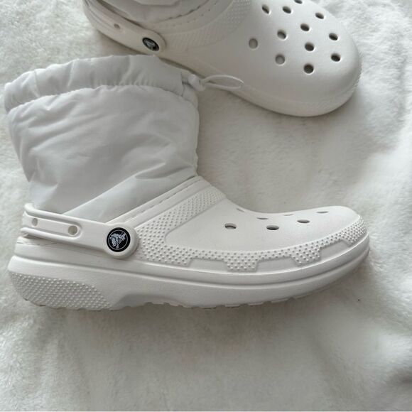 CROCS Classic Lined Neo Puff Boots White Women’s Size 10 - Picture 2 of 11